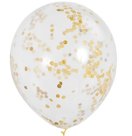 Gold Confetti Party Balloons - Set of 6