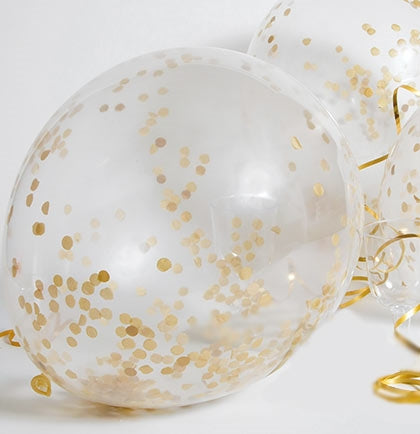 Gold Confetti Party Balloons - Set of 6