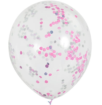 Pink Confetti Party Balloons - Set of 6