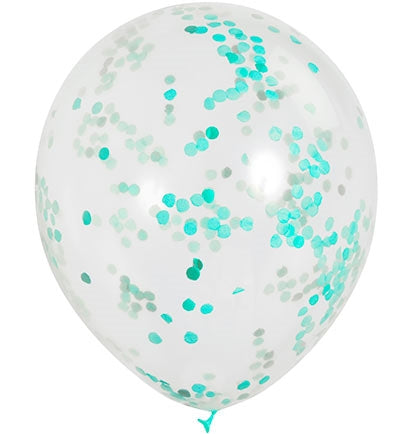 Teal Confetti Party Balloons - Set of 6