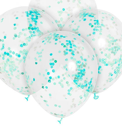 Teal Confetti Party Balloons - Set of 6