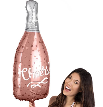 Rose Gold Champagne Bottle Mylar Balloon 26&quot;