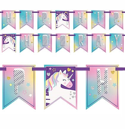 Hip Hip Hooray Unicorn Banner - 7ft
