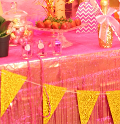 Gold Glitter Pennant Banner - 9ft