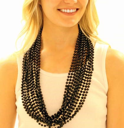 Black Glossy Beads - 12pc