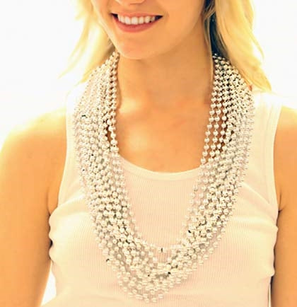 Silver Metallic Beads - 12pc