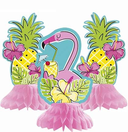 Flamingo Pineapple Mini Honeycomb Centerpiece - 3pc