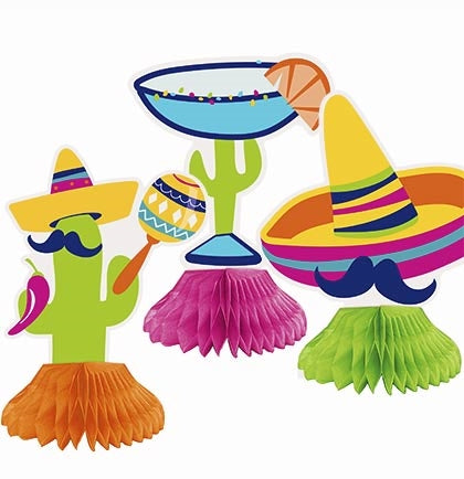 Fiesta Mini Honeycomb Centerpieces - Set of 3