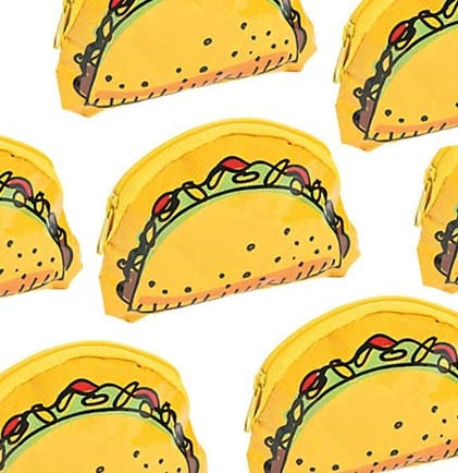 These 2.5" tall plastic taco coin purses close securely with a zipper. A fun and inexpensive party favor that is great for a Final Fiesta Bachelorette Party. 