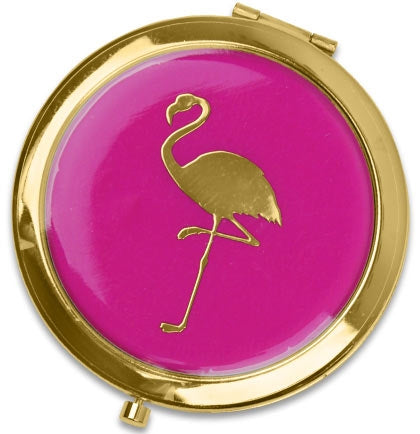 Flamingo Pink &amp; Gold Mirror Compact