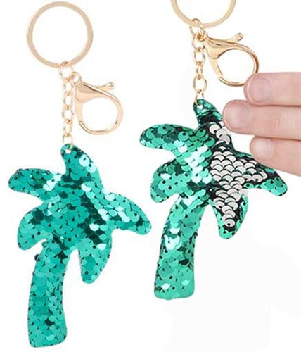 Palm Tree Sequin Keychain
