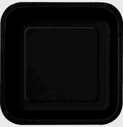 Black Square Plates - Set of 16