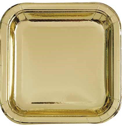 Gold Square Dessert Plates - Set of 8