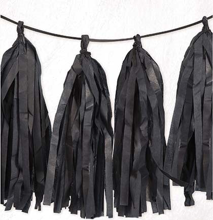 Black Tissue Tassel Garland - 9ft