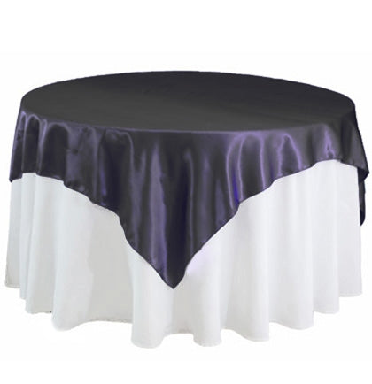 This Black Satin Table Topper will add some glam to the party table! The 54"x54" satin square table cover will work with round or square tables. 