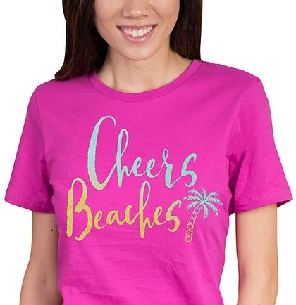Ombre Cheers Beaches Palm Tree Tshirt