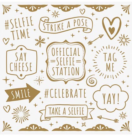 White &amp; Gold Selfie Station Backdrop - 6ft