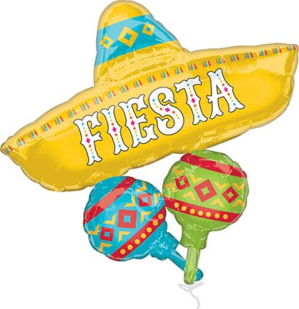 It's Final Fiesta time! The hottest new trend is having a Final Fiesta themed bachelorette party! This fun mylar Fiesta balloon is in the shape of a Sombrero Hat with two maracas! 
