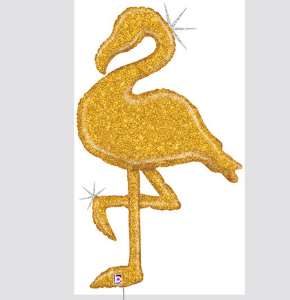 Gold Glitter Flamingo Mylar Balloon - 53"