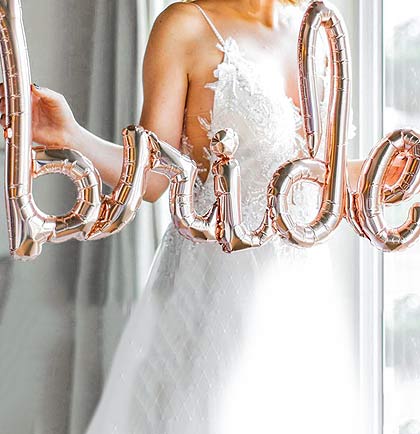 Bride Script Rose Gold Mylar Balloon