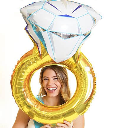 Gold Band Wedding Ring Shaped Mylar Balloon - 26&quot;