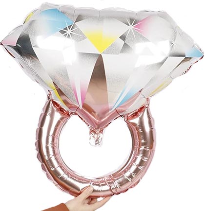 Silver & Rose Gold Band Wedding Ring Shaped Mylar Balloon - 25"