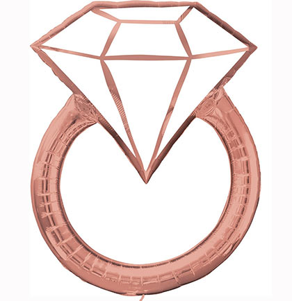 White & Rose Gold Band Wedding Ring Shaped Mylar Balloon - 30"