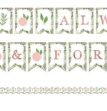 Decorate a floral themed bachelorette party or bridal shower with this lovely pennant banner! This 15ft pennant banner says Always &amp; Forever on pennants accented with a floral pattern. It&#39;s perfect hung against a wall or in front of a party table. 