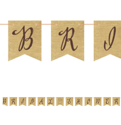 Bridal Shower Burlap Pennant Banner 8ft