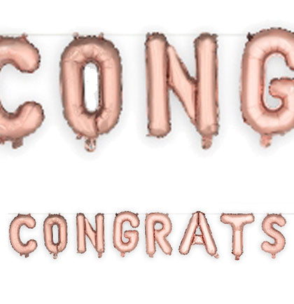 Congrats Rose Gold Balloon Banner