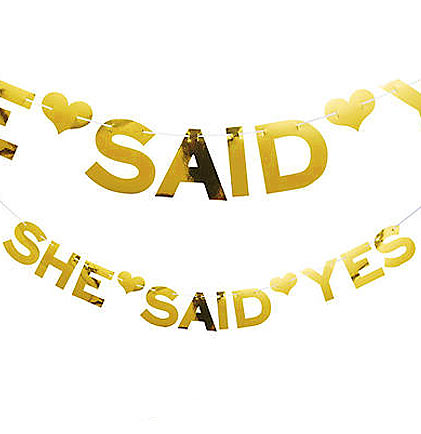 Metallic Gold She Said Yes Banner