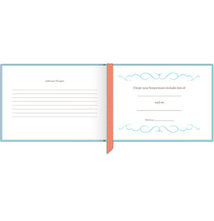 Want to give your best wishes and marital advice to the the new bride and groom? This thoughtful and helpful Best Wishes & Advice Marriage book is the perfect gift! Fill it out yourself with your own advice or pass it around a bridal shower or wedding reception for all the guests to fill out! This little book will be so meaningful for the new couple! 