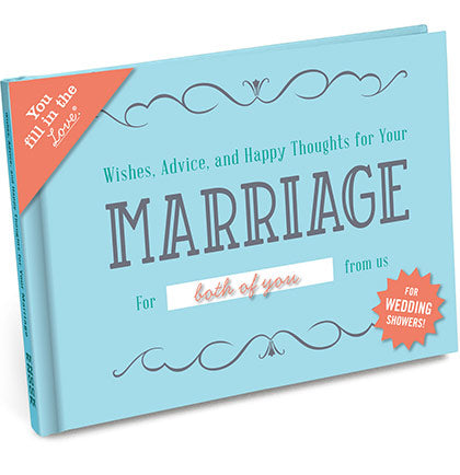 Want to give your best wishes and marital advice to the the new bride and groom? This thoughtful and helpful Best Wishes &amp; Advice Marriage book is the perfect gift! Fill it out yourself with your own advice or pass it around a bridal shower or wedding reception for all the guests to fill out! This little book will be so meaningful for the new couple! 