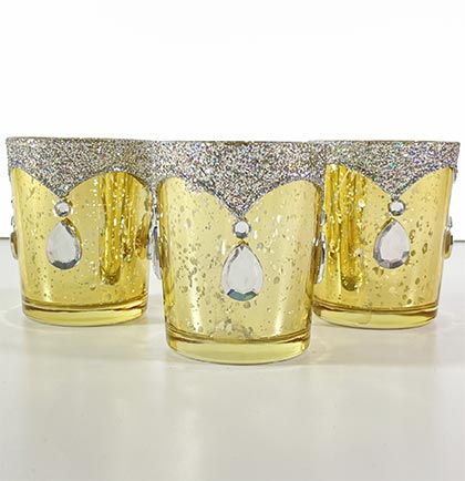 Gold Bling Candle Holder - Set of 3