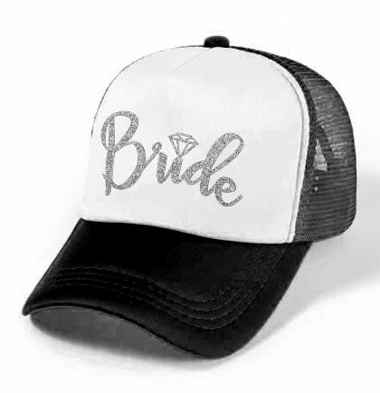 Bride Silver Diamond Black &amp; White Trucker Hat