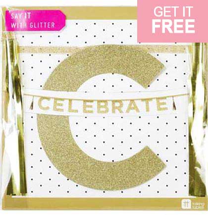 Celebrate Gold Glitter Banner 8ft