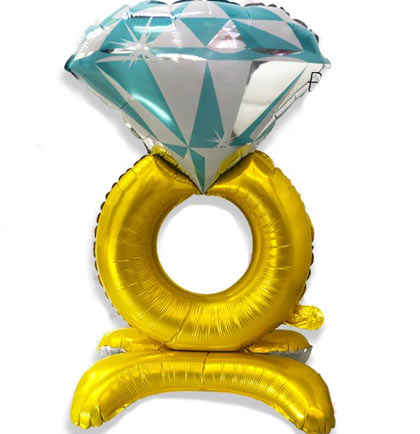 Gold Wedding Ring Shaped Balloon Centerpiece - 33"
