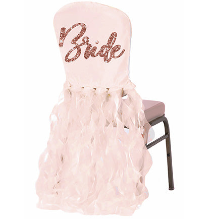 Glam Rose Gold Bride Satin & Organza Chair Cover