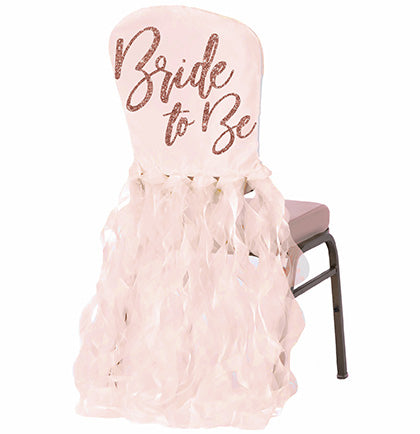 Glam Rose Gold Bride to Be Satin &amp; Organza Chair Cover