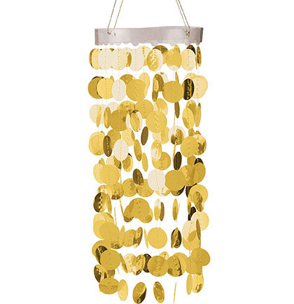 Having a gold themed bachelorette party or bridal shower? This classy Gold Circle Chandelier is perfect to incorporate into the party. The 30" long hanging chandelier is perfect to hang from the ceiling, high arching doorways or above a party table or bar. 