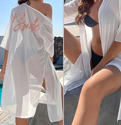 Bride Rose Gold Glam Long Cover Up