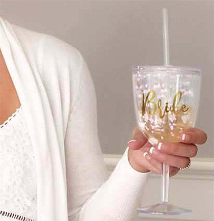 Bride Iridescent Confetti Wine Glass