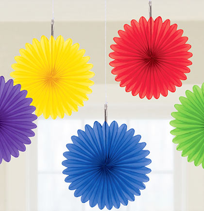 These Rainbow Hanging Fans will be fabulous for a bachelorette party, pride party or any LGBTQ+ party. The set of five tissue fans come with one purple, yellow, red, green and blue 6&quot; fan. 
