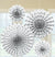 These stunning White & Silver Glitter Hanging Fans will be the perfect touch to help decorate a bridal shower or bachelorette party. The set of four glitter hanging fans have  glittery polka dots and chevron patterns and come in three different sizes. 