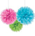 The set of three Neon Fluffy Poufs will add a fun pop of color to the party. The set comes with one pink, one lime green and one teal 16" tissue pouf. Hang the colorful poufs from a doorway, the ceiling or create a fun backdrop to take pictures during the party.