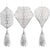 These White & Silver Honeycomb Decorations are perfect for a bachelorette party or bridal shower. The set of three decorations comes in three unique shapes: hot air balloon, diamond and hexagon. The decorations have a 3D effect once assembled. Each white decoration has silver trim and a 6" white and metallic silver fringe tail at the bottom.
