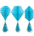 These Turquoise Honeycomb Decorations are perfect for a bachelorette party. The set of three decorations comes in three unique shapes: hot air balloon, diamond and hexagon. The decorations have a 3D effect once assembled. The turquoise decorations have a 6" fringe tail at the bottom. Perfect to hang from a light fixture or ceiling. 