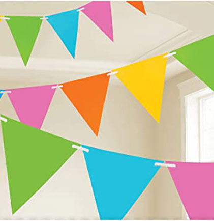 Dress up your party tables with this fun Neon Pennant Banner. String it around a table or just decorate one side if the table is against a wall. The banner will add color to any themed bachelorette party or bridal shower. 