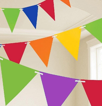 Decorate any bachelorette party with this fun Rainbow pennant banner! It's a great inexpensive way to add colorful flair to your party! Place it on a wall to decorate a room, or bring it with you to dress up a table at a restaurant or bar.