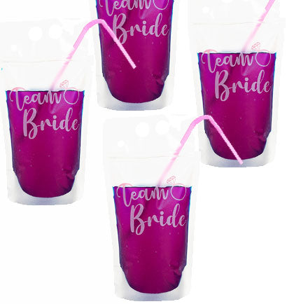 Kit Addio Al Nubilato 16 Pezzi Oro Rosa: Bicchieri Plastica Con Cannucce E Adesivi Bride Tribe - Accessori Festa Sposa